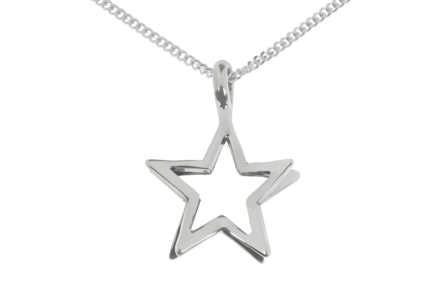 Silver 3D Star pendant with Chain