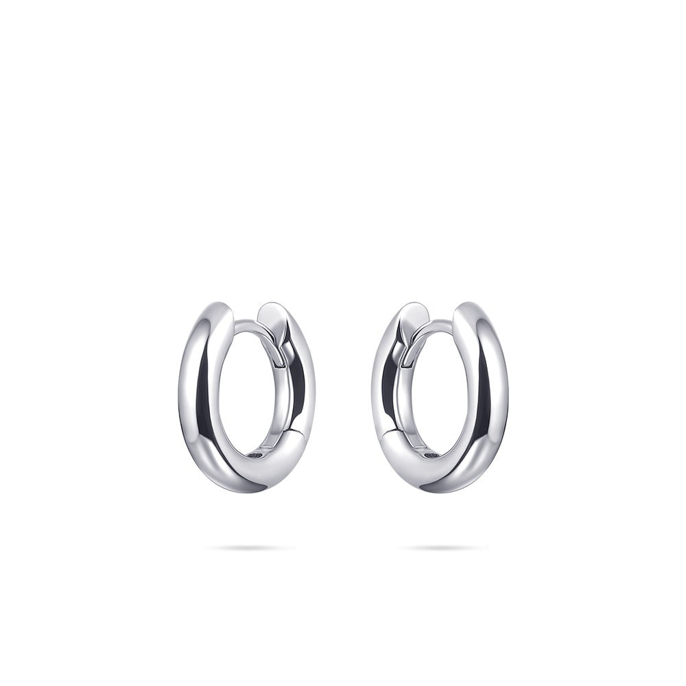 Silver Bold Tube Medium Hoop Earrings