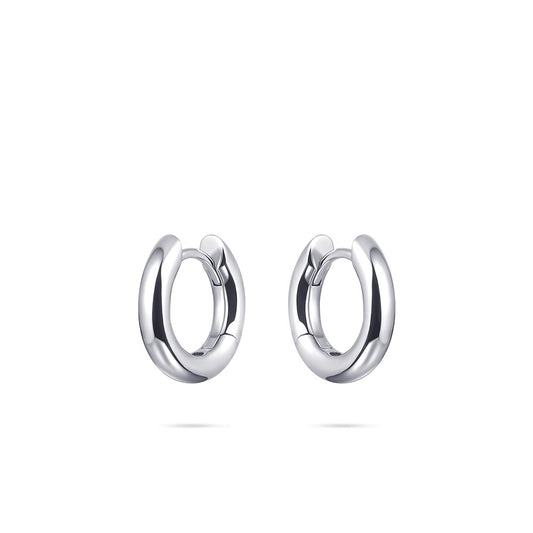 Silver Bold Tube Medium Hoop Earrings