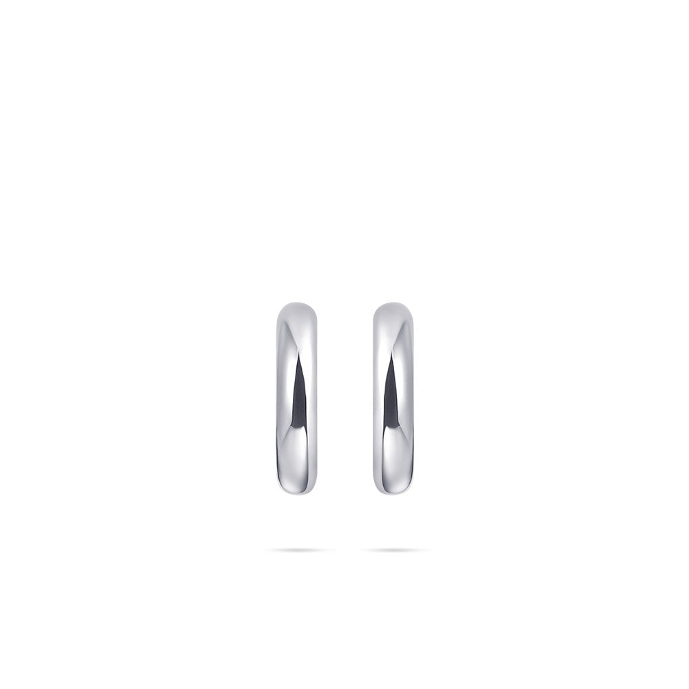 Silver Bold Tube Medium Hoop Earrings