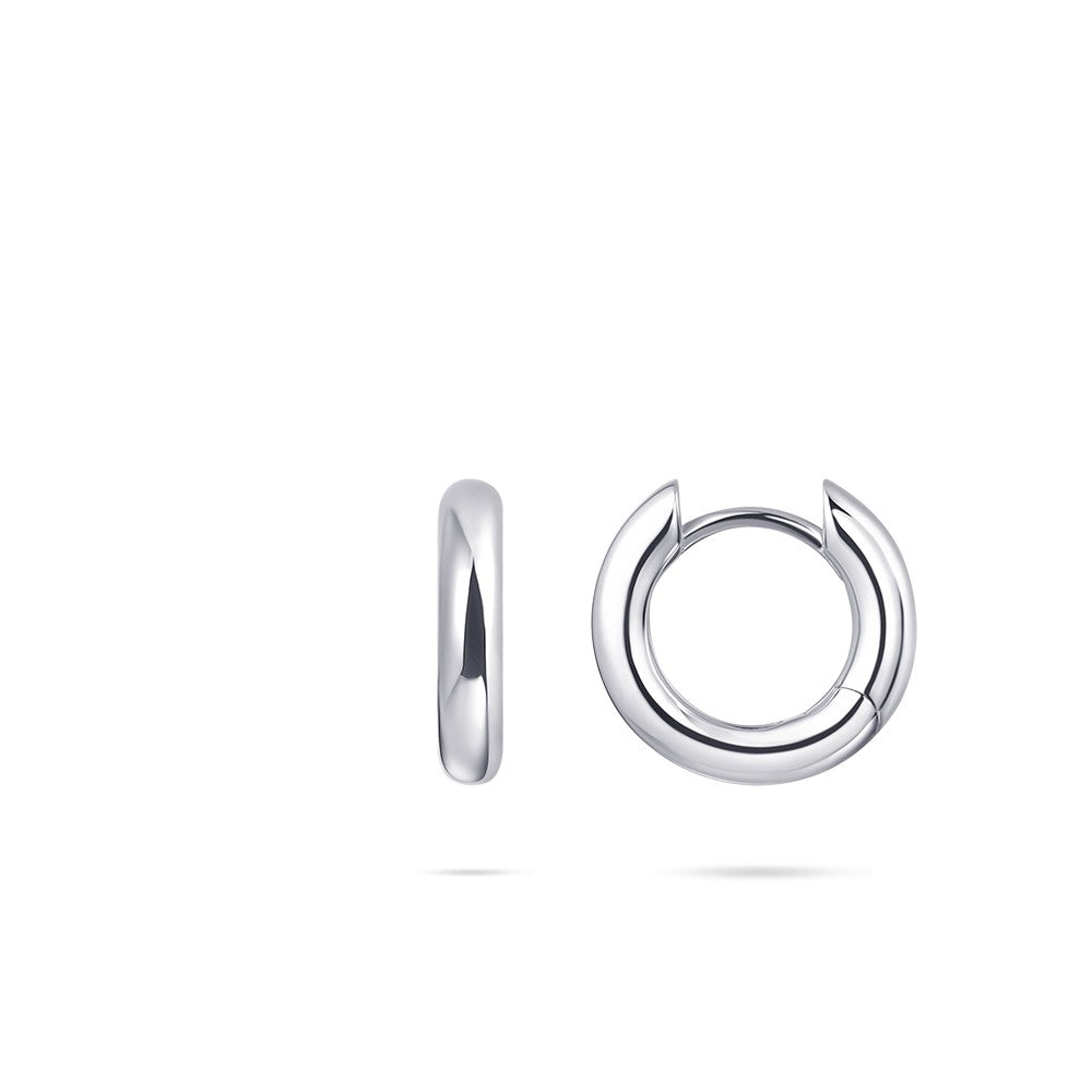 Silver Bold Tube Medium Hoop Earrings