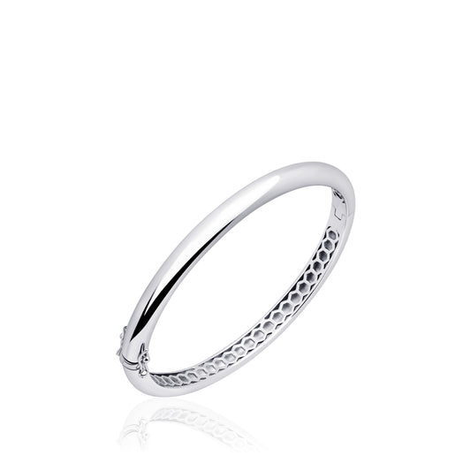 Silver Polished D-Shape Bangle