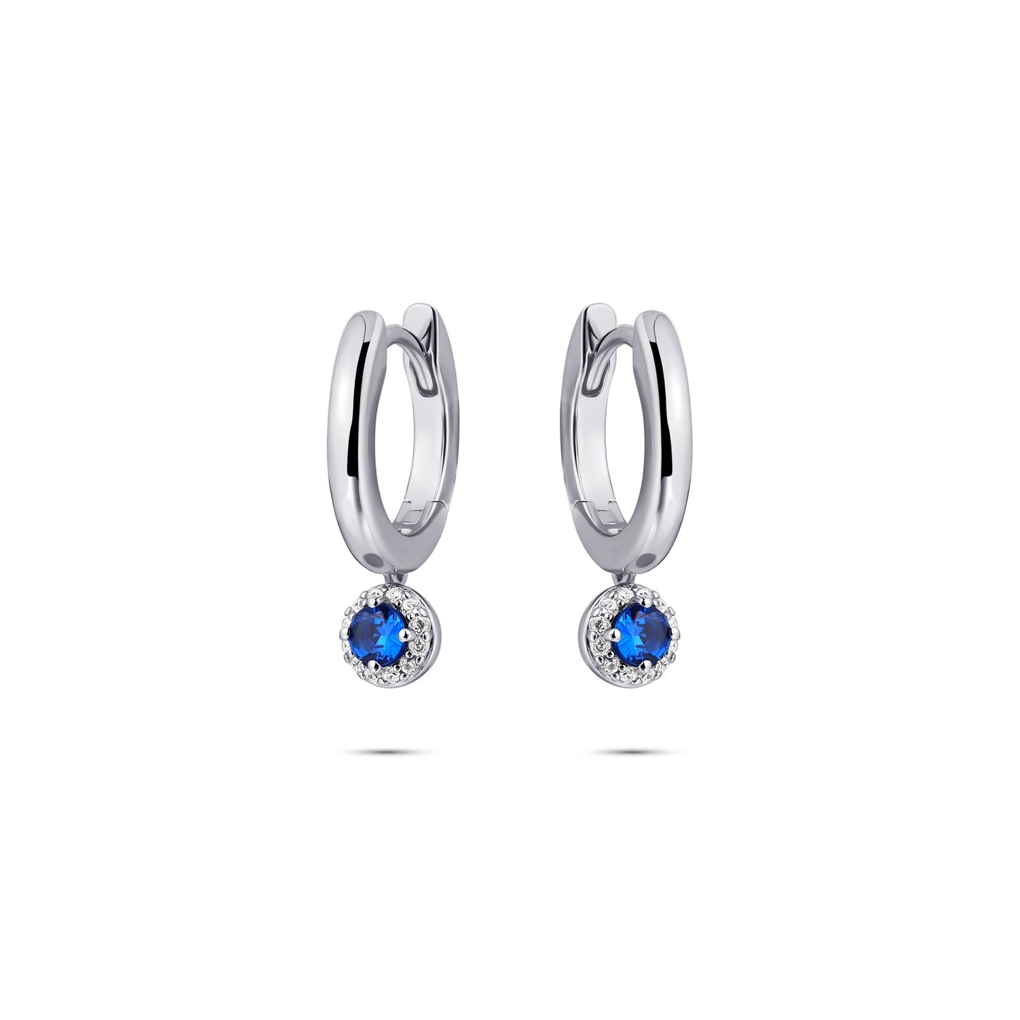 Silver Blue Halo Charmed Hoops
