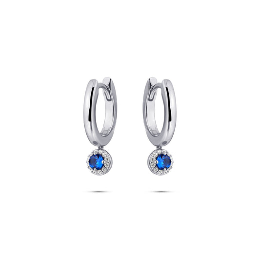Silver Blue Halo Charmed Hoops