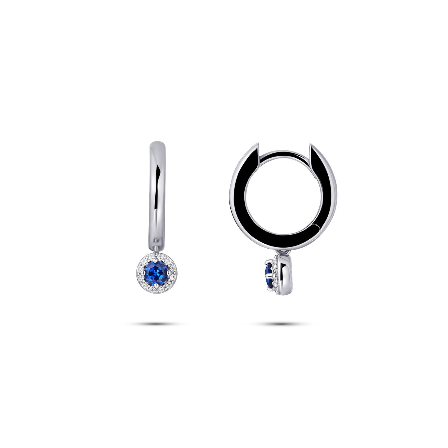 Silver Blue Halo Charmed Hoops