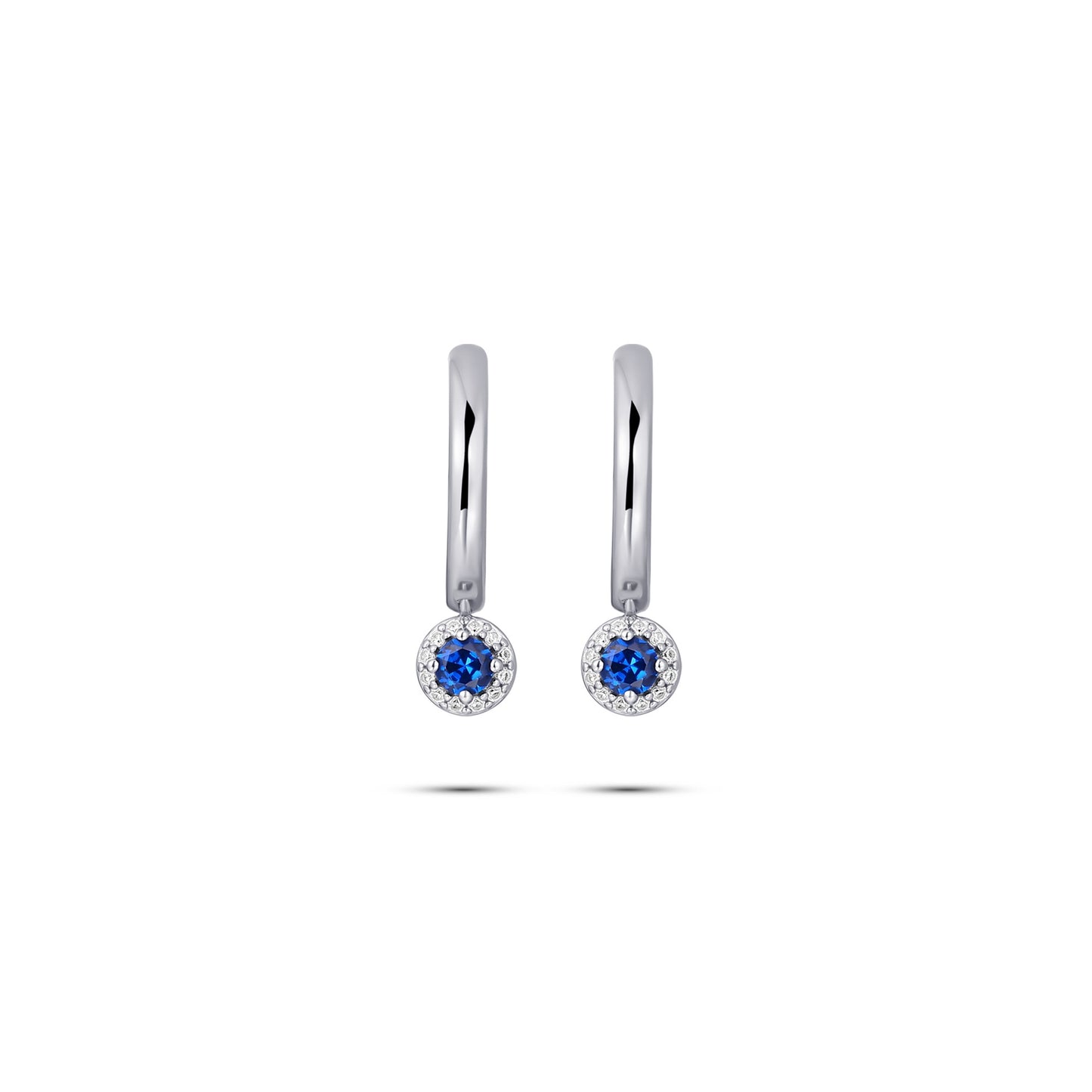 Silver Blue Halo Charmed Hoops