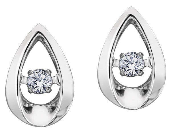 9ct White Gold Teardrop Floating Diamond Stud Earrings