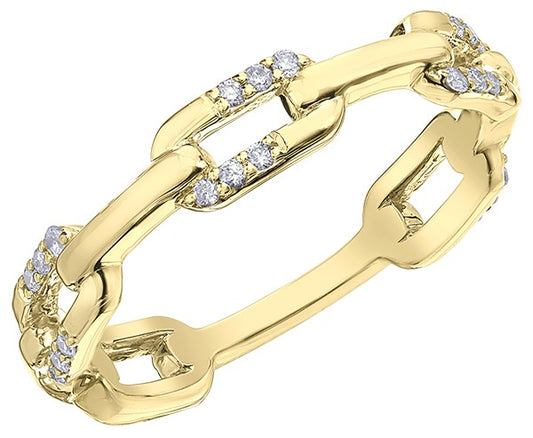 9ct Yellow Gold Diamond-Accented Chain Link Band Ring