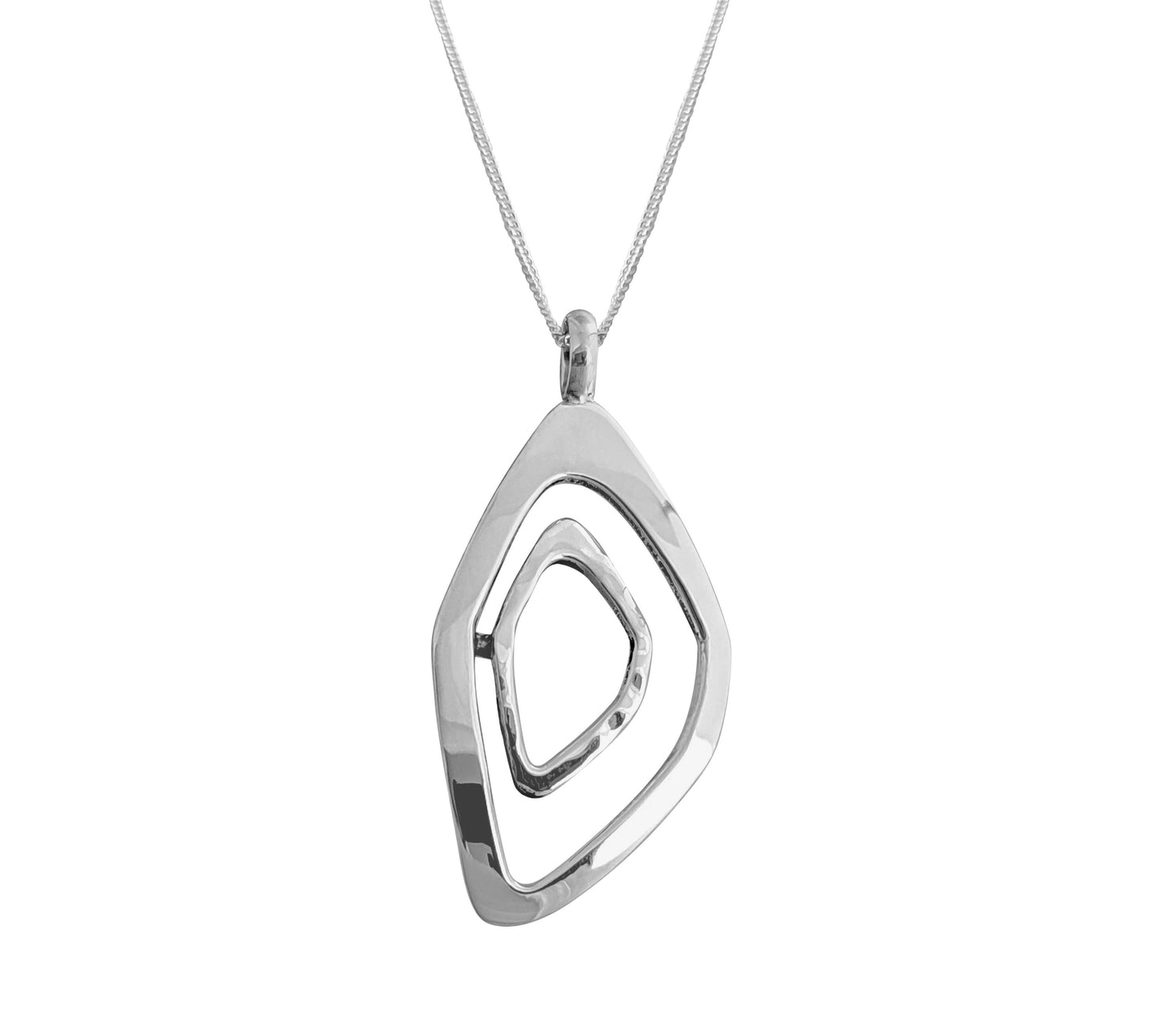 Silver Irregular Oval Pendant with Chain