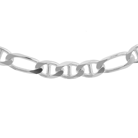 Sterling Silver Diamond Cut 3+1 Figaro Chain Bracelet