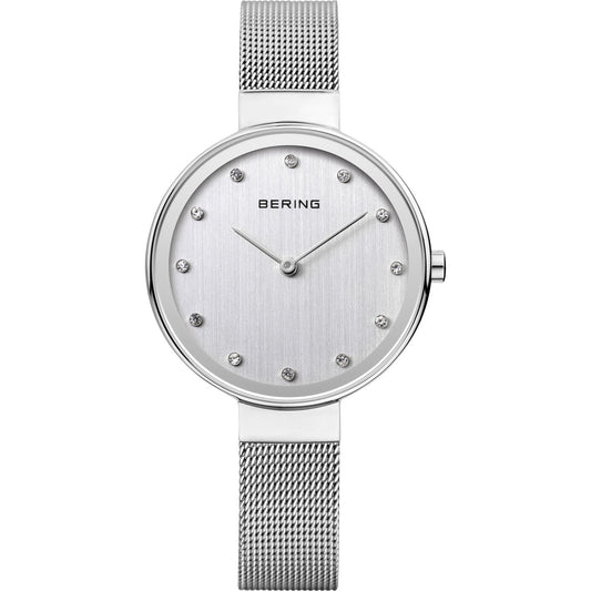 Silver Colour Slim Mesh Strap Watch