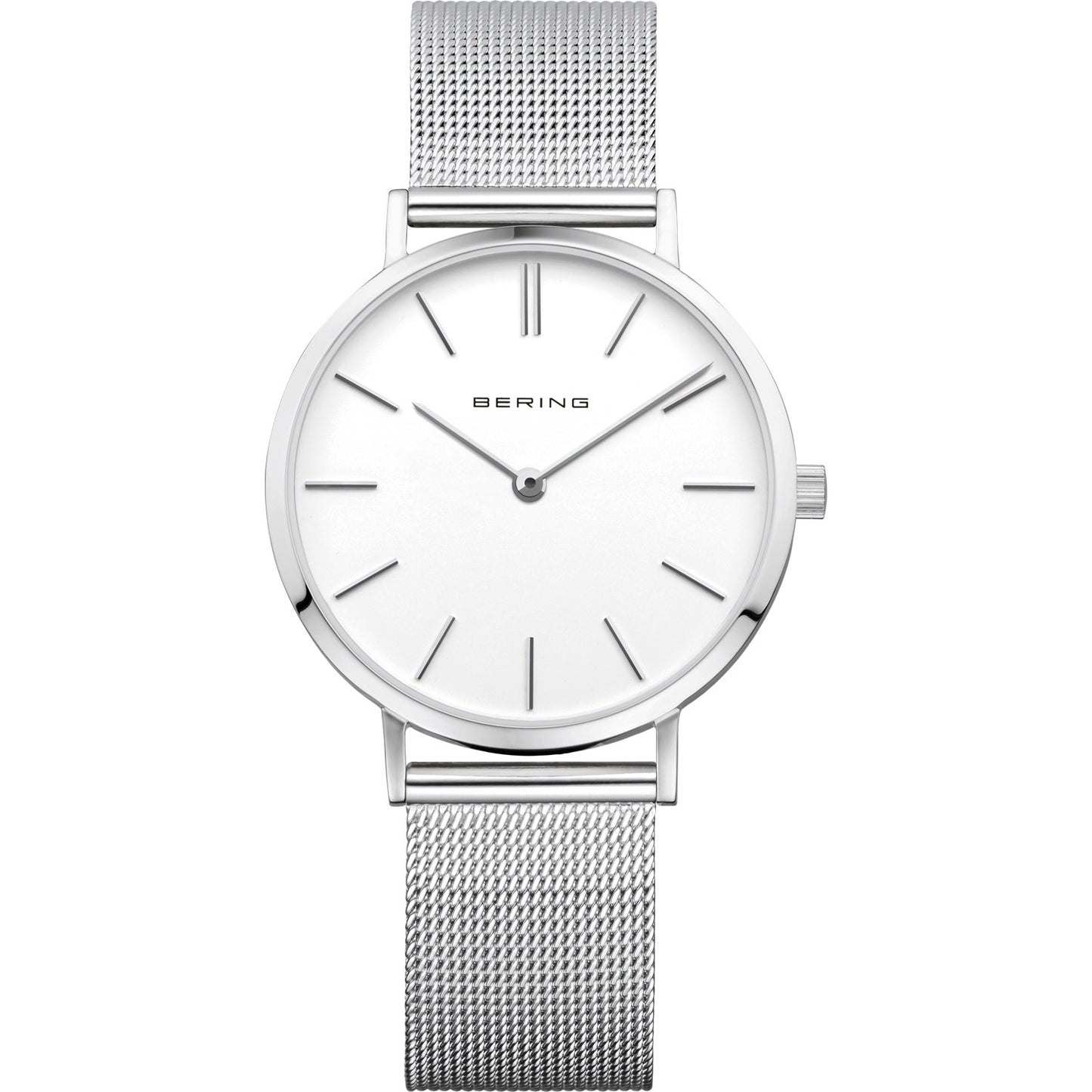 Silver Colour White Dial Mesh Strap Watch