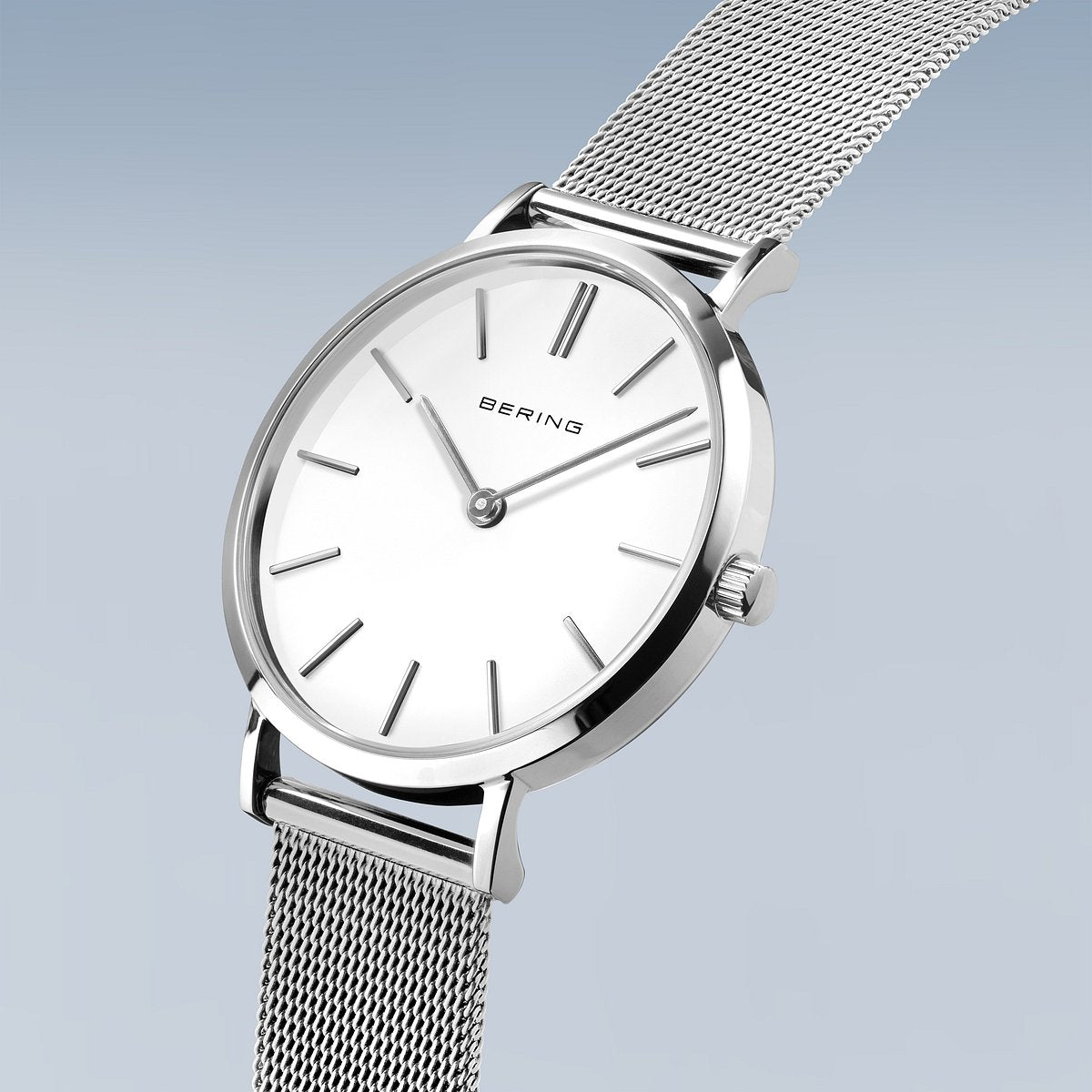 Silver Colour White Dial Mesh Strap Watch