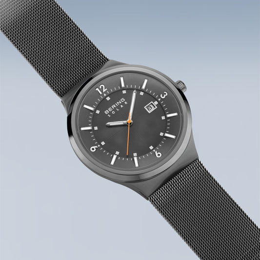 Solar Charcoal Mesh Strap Watch