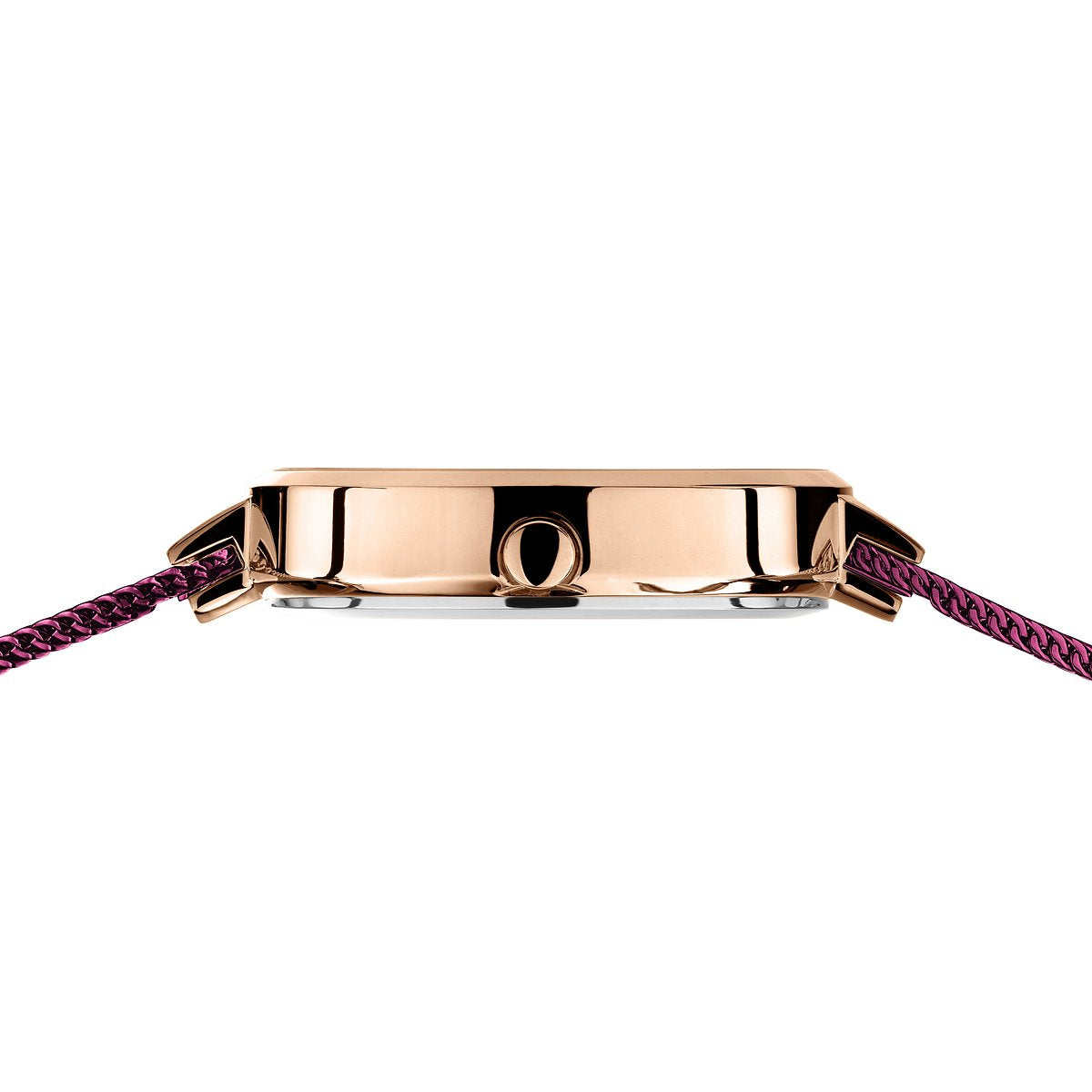 Burgundy Mesh Strap and Rose Gold Colour Bezel Watch