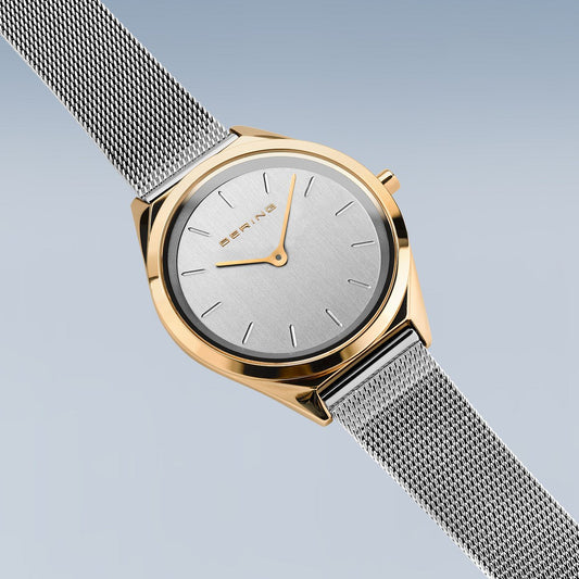 Two Colour Grey Dial Mesh Strap Watch