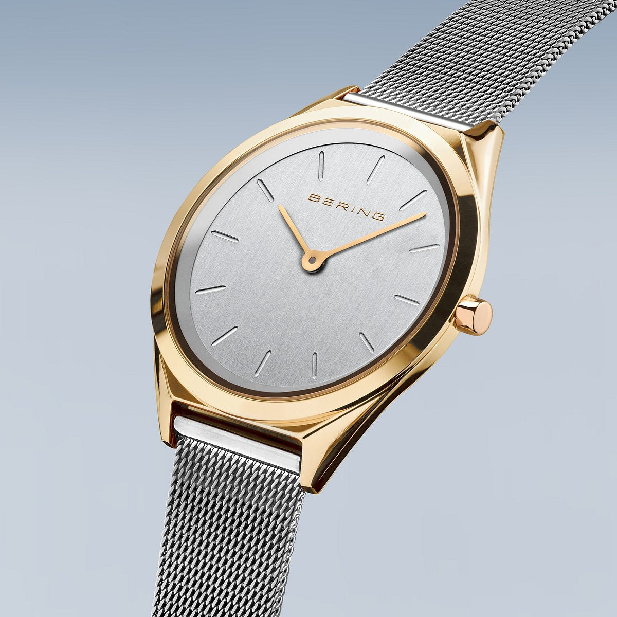 Two Colour Grey Dial Mesh Strap Watch