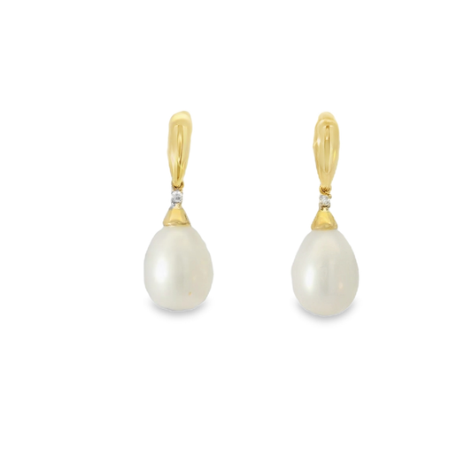 GE780W 9ct YG Diamond + FWP Earrings