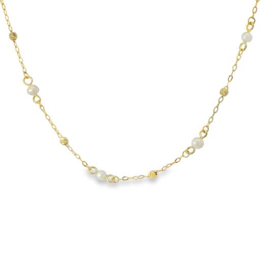 GN367W 9ct YG chain & FWP Necklace