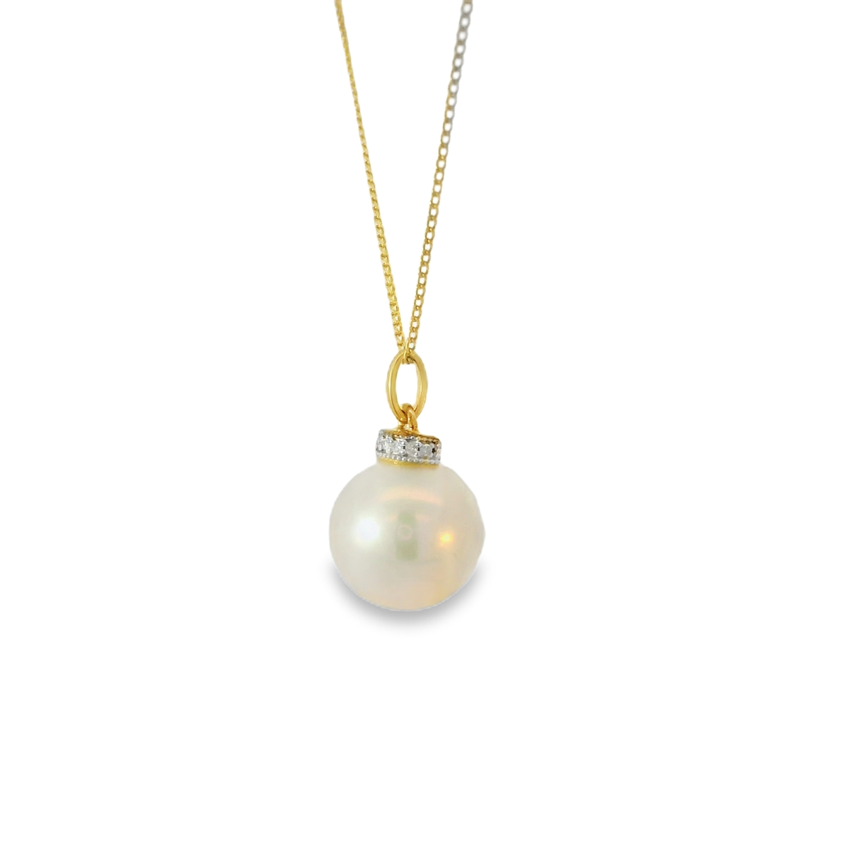 GP2120W 9ct YG Dia + White FWP Ball Pendant