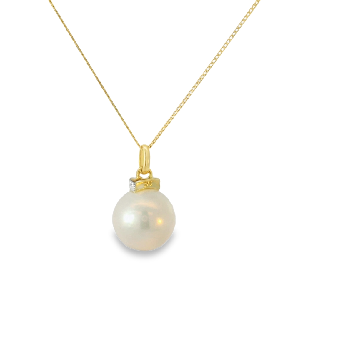 GP2120W 9ct YG Dia + White FWP Ball Pendant