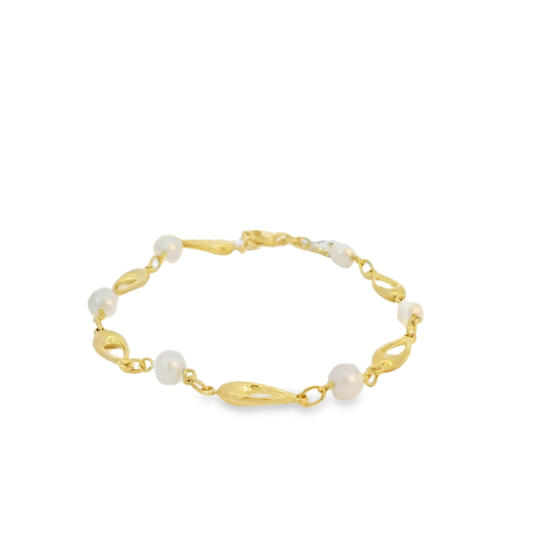 9ct Yellow Gold Fresh Water Pearl Bracelet