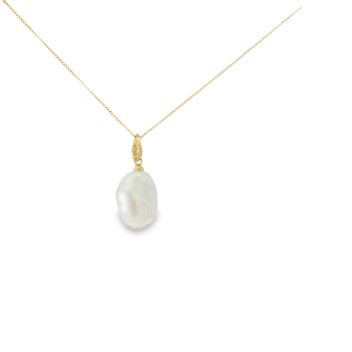 GP2171W 9ct YG Keshi Pearl + Dia pendant