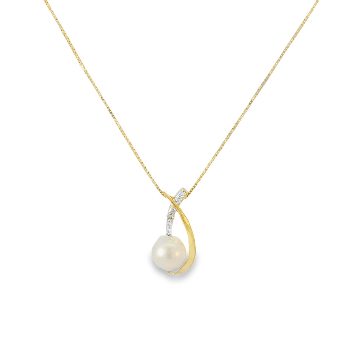 9ct yg dia/pearl c/over pend