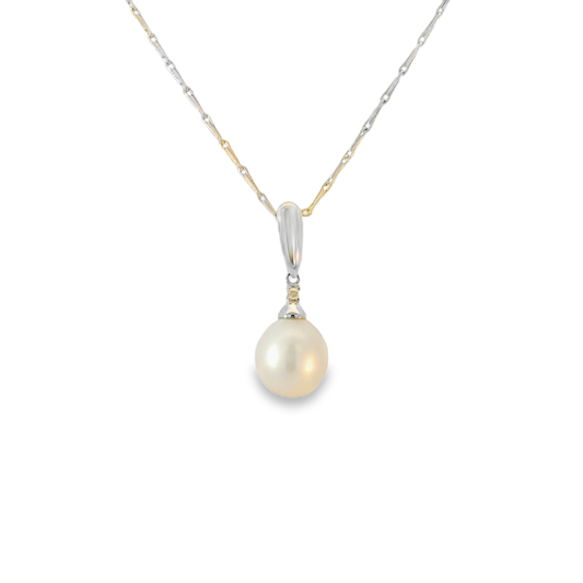 GP2018W9ct WG Diamond + FWP Drop Pendant