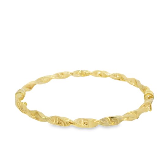 9CT YG TWIST GREEK BANGLE