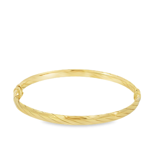 9ct Yellow Gold Full Twist Hinge Bangle