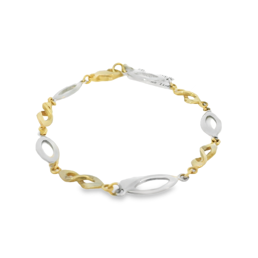 9ct YG+WG link brac