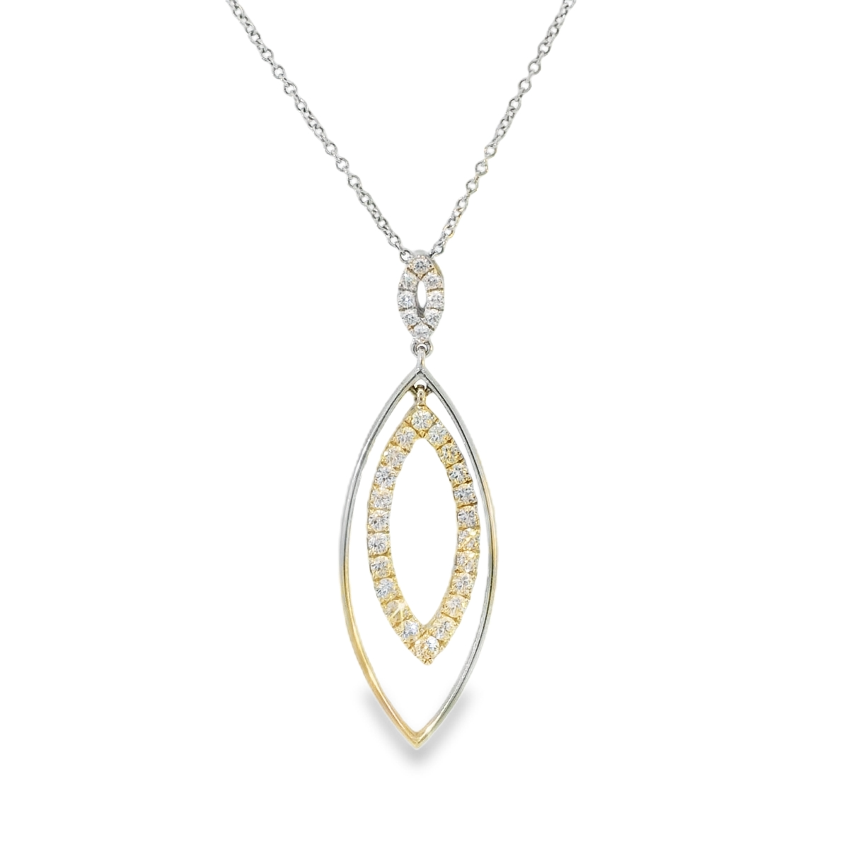 18ct White Gold Mini Marquise Pendant
