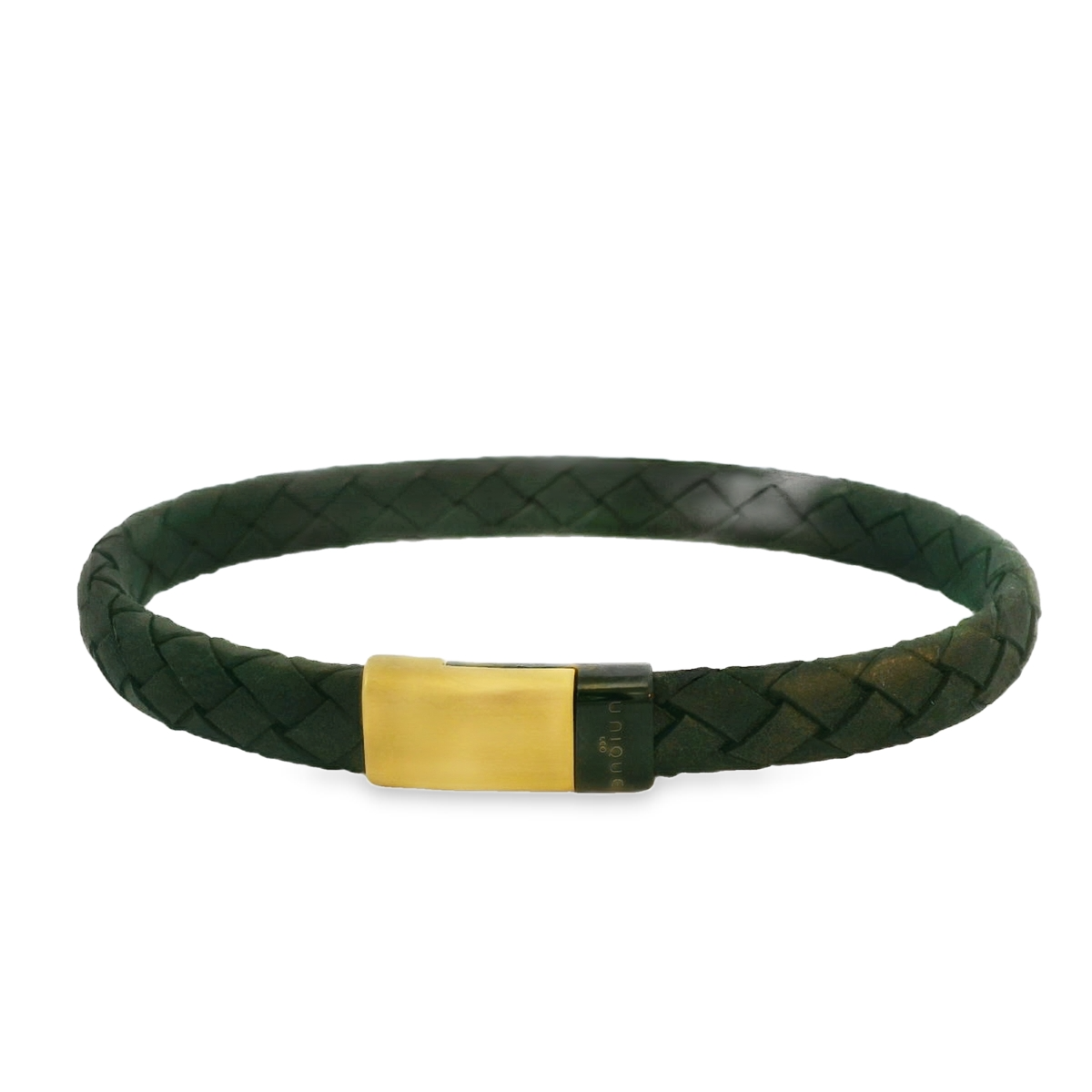 Black leather Bracelet with a Yellow Gold Plated Magnetic clasp