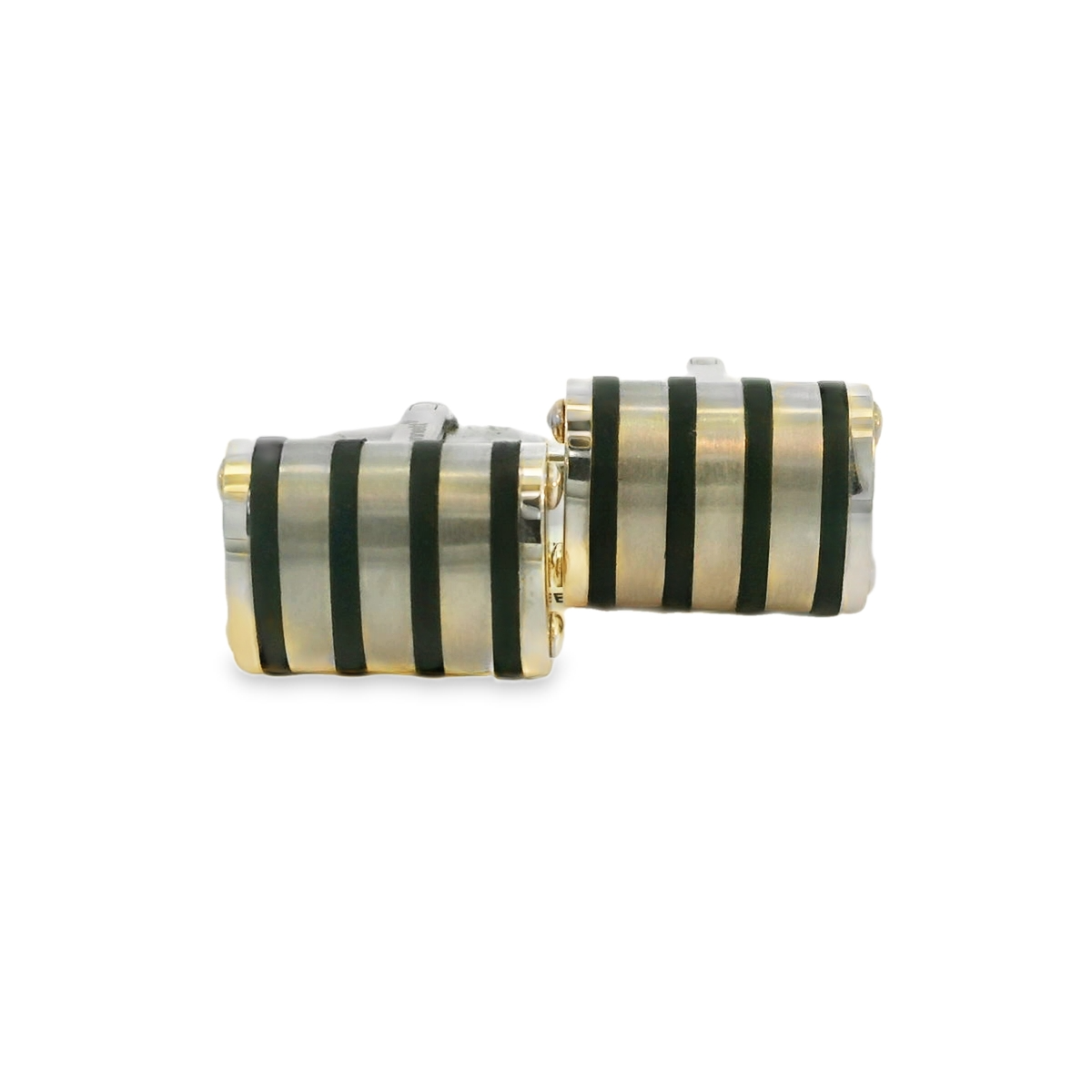 Stainless Steel Black Rubber Line Cufflinks