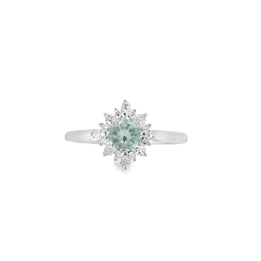 Elegant Aquamarine and Diamond Star Ring