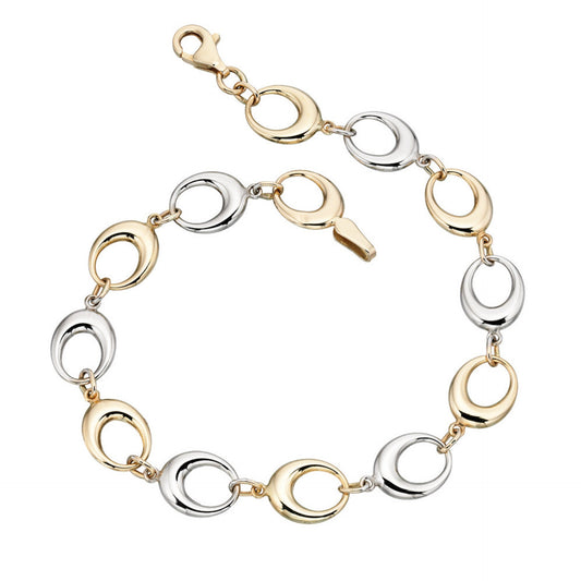 9ct Two Colour Gold Oval Link Bracelet