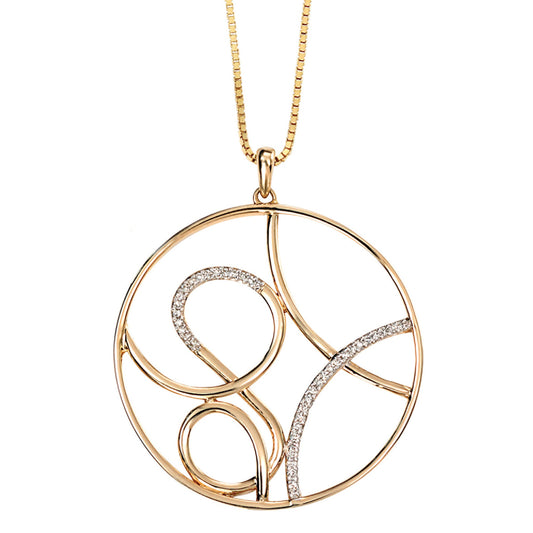 9ct Yellow Gold Swirls Diamond Pendant