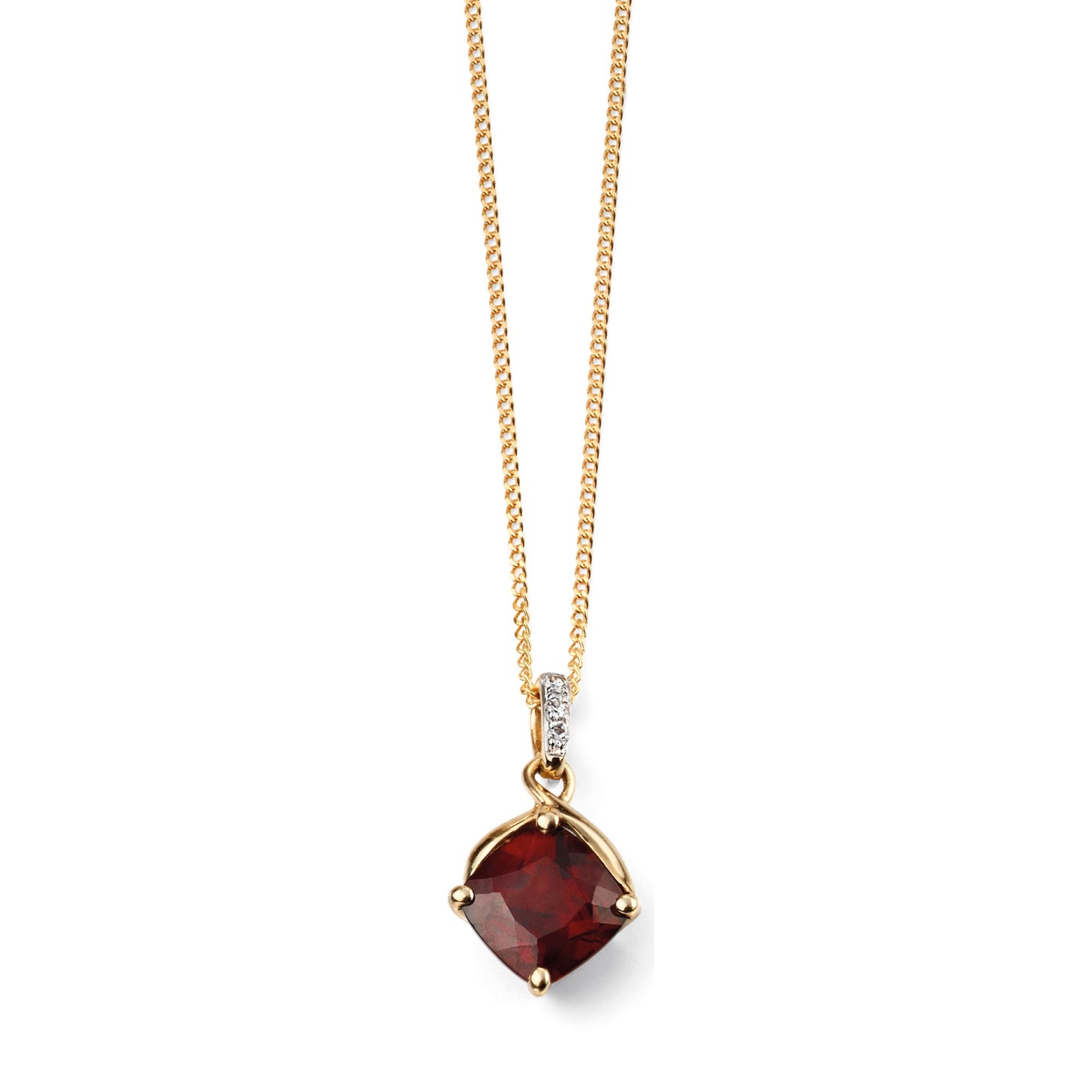 9ct Yellow Gold Diamond and Garnet Pendant