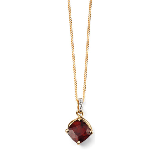 9ct Yellow Gold Diamond and Garnet Pendant