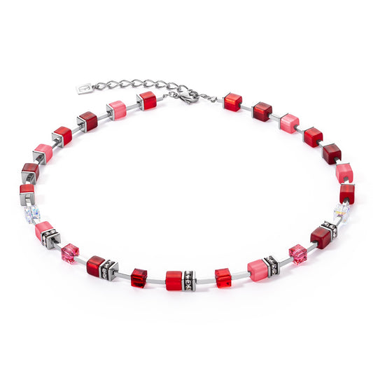 Red and Clear Swarvoski Cube Necklace