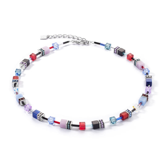 Lilac, Blue and Red Swarvoski Cube Necklace