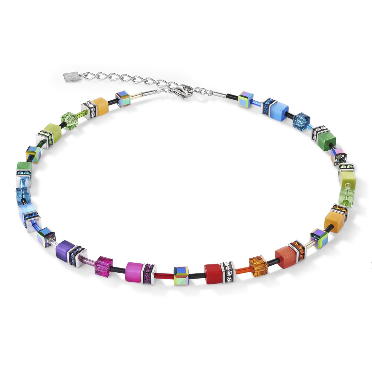 Bright Rainbow Geo Cube Necklace