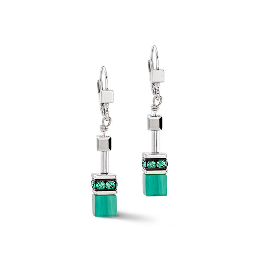 2838/20/0500 Green and Metallic Swarvoski Cube Earrings