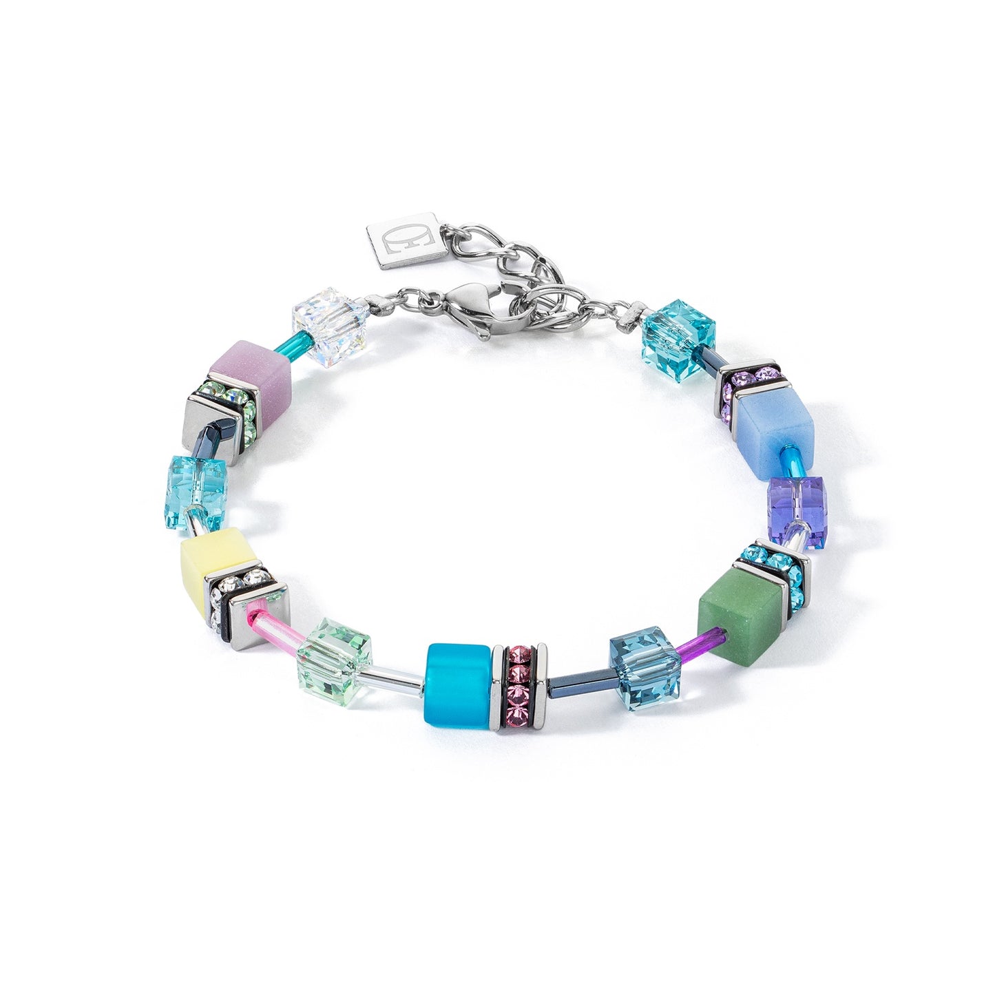 Multi Colour Pastel Swarvoski Cube Bracelet