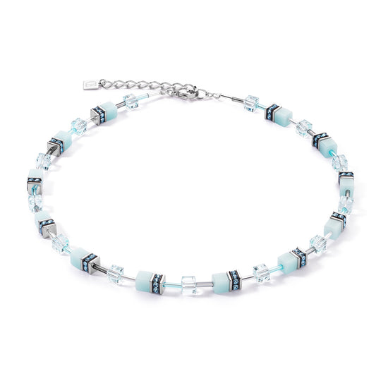 Light Blue and Clear Swarvoski Cube Necklace