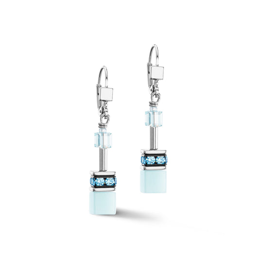 4020/20/2020 Light Blue and Clear Swarvoski Cube Earrings