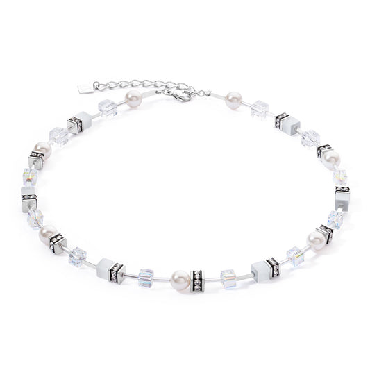 White Cube and Swarvoski Pearl Necklace