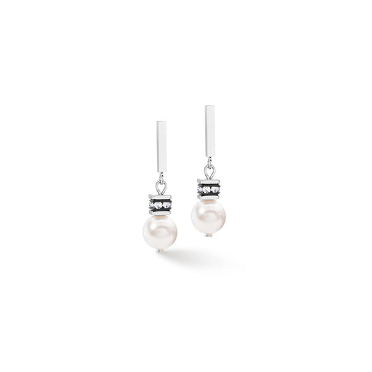 4081/21/1417 White Cube and Swarvoski Pearl Earrings