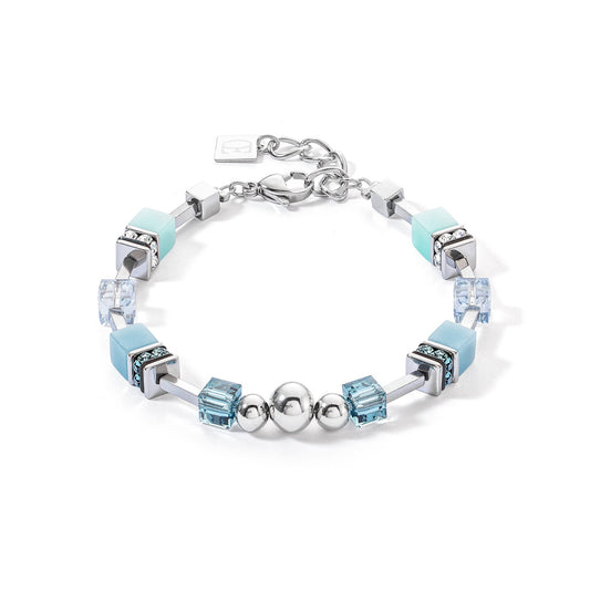4082/30/0720 Light Blue Swarvoski Cube with Ball Front Bracelet